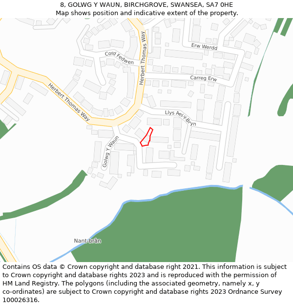 8, GOLWG Y WAUN, BIRCHGROVE, SWANSEA, SA7 0HE: Location map and indicative extent of plot