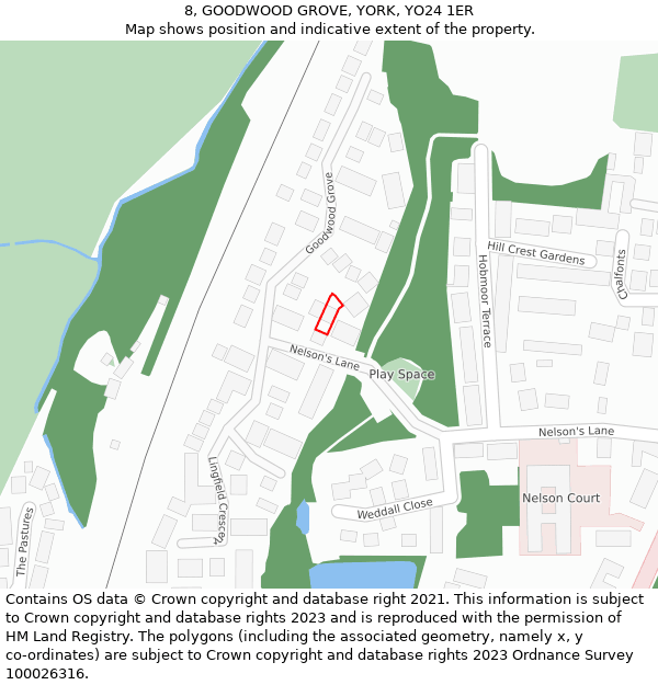 8, GOODWOOD GROVE, YORK, YO24 1ER: Location map and indicative extent of plot