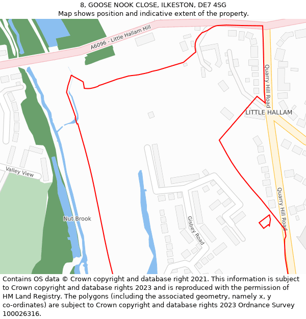 8, GOOSE NOOK CLOSE, ILKESTON, DE7 4SG: Location map and indicative extent of plot