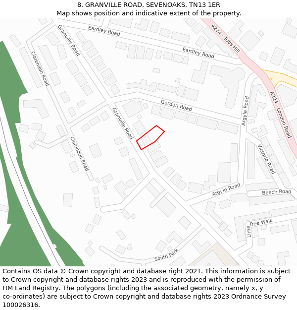 8, GRANVILLE ROAD, SEVENOAKS, TN13 1ER: Location map and indicative extent of plot
