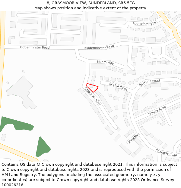 8, GRASMOOR VIEW, SUNDERLAND, SR5 5EG: Location map and indicative extent of plot