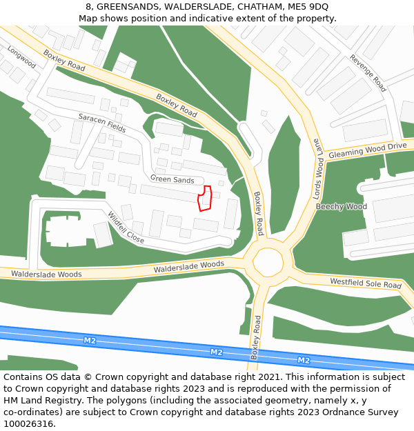 8, GREENSANDS, WALDERSLADE, CHATHAM, ME5 9DQ: Location map and indicative extent of plot