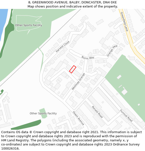 8, GREENWOOD AVENUE, BALBY, DONCASTER, DN4 0XE: Location map and indicative extent of plot