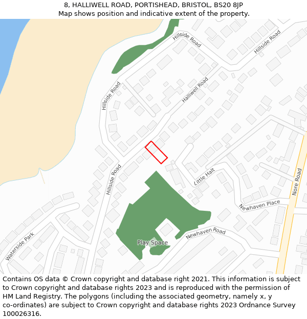 8, HALLIWELL ROAD, PORTISHEAD, BRISTOL, BS20 8JP: Location map and indicative extent of plot