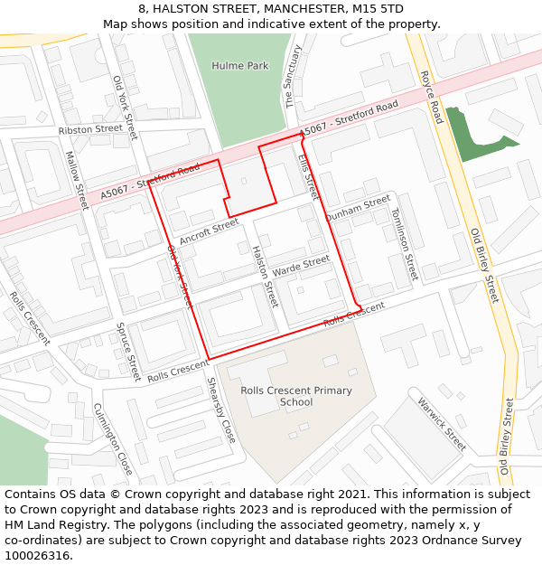 8, HALSTON STREET, MANCHESTER, M15 5TD: Location map and indicative extent of plot