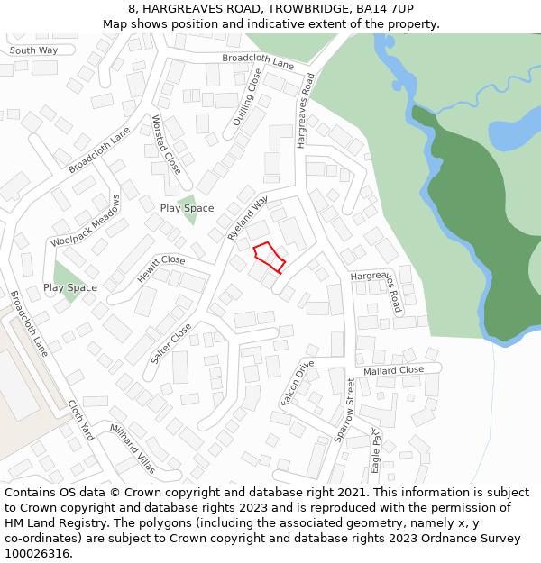 8, HARGREAVES ROAD, TROWBRIDGE, BA14 7UP: Location map and indicative extent of plot