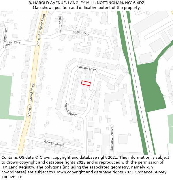 8, HAROLD AVENUE, LANGLEY MILL, NOTTINGHAM, NG16 4DZ: Location map and indicative extent of plot