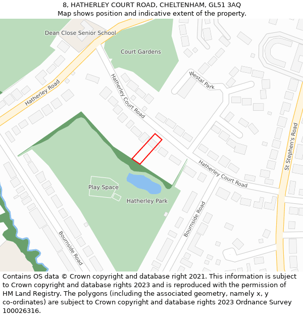 8, HATHERLEY COURT ROAD, CHELTENHAM, GL51 3AQ: Location map and indicative extent of plot