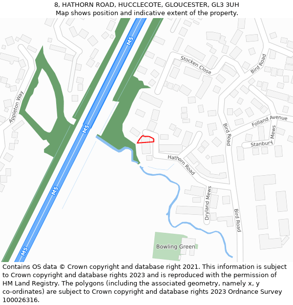 8, HATHORN ROAD, HUCCLECOTE, GLOUCESTER, GL3 3UH: Location map and indicative extent of plot