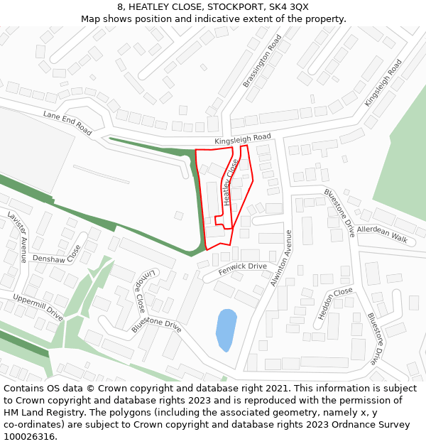 8, HEATLEY CLOSE, STOCKPORT, SK4 3QX: Location map and indicative extent of plot