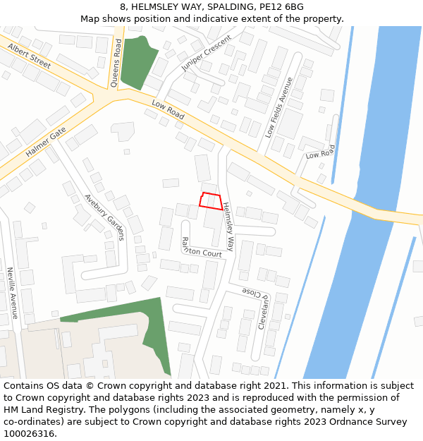 8, HELMSLEY WAY, SPALDING, PE12 6BG: Location map and indicative extent of plot