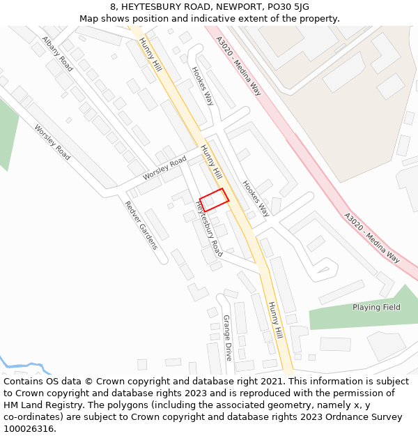 8, HEYTESBURY ROAD, NEWPORT, PO30 5JG: Location map and indicative extent of plot