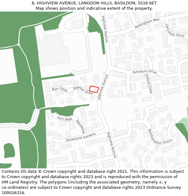 8, HIGHVIEW AVENUE, LANGDON HILLS, BASILDON, SS16 6ET: Location map and indicative extent of plot
