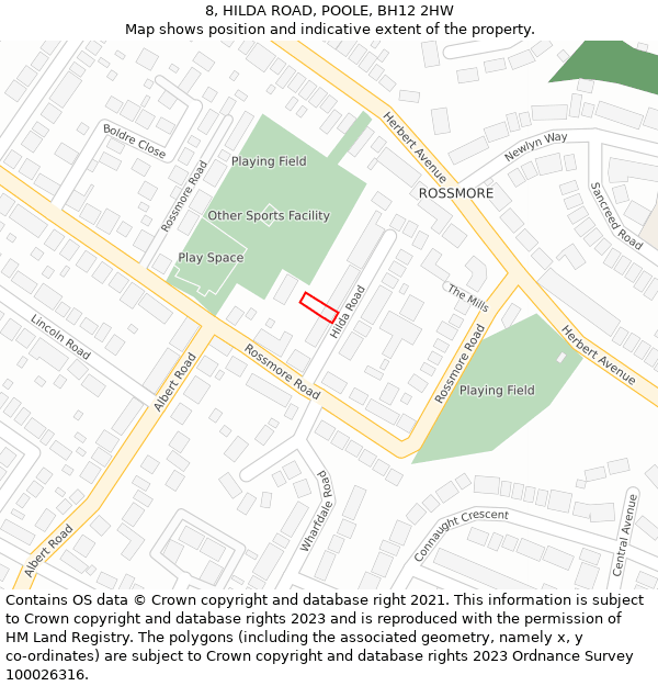 8, HILDA ROAD, POOLE, BH12 2HW: Location map and indicative extent of plot