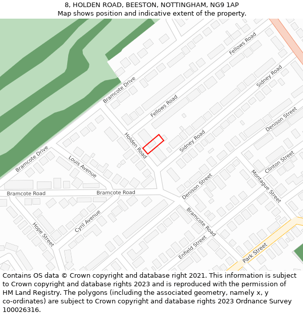 8, HOLDEN ROAD, BEESTON, NOTTINGHAM, NG9 1AP: Location map and indicative extent of plot