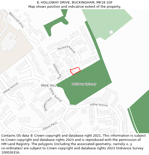 8, HOLLOWAY DRIVE, BUCKINGHAM, MK18 1GF: Location map and indicative extent of plot