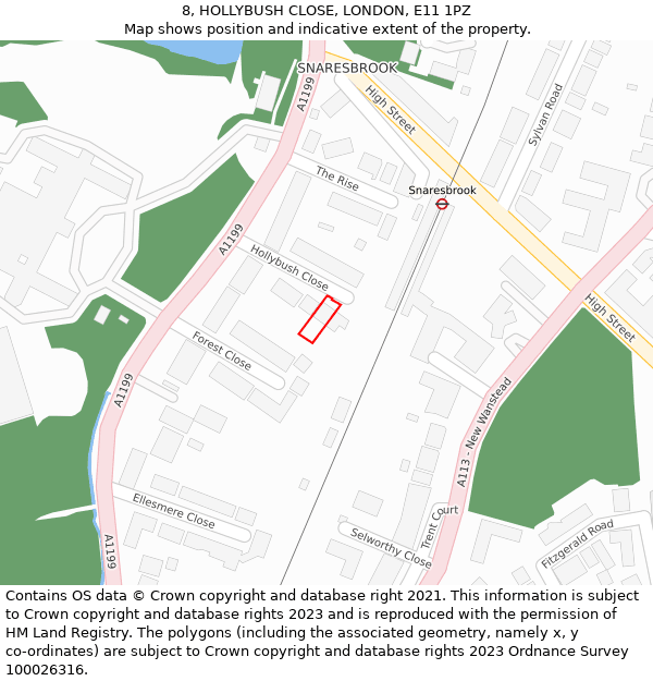 8, HOLLYBUSH CLOSE, LONDON, E11 1PZ: Location map and indicative extent of plot