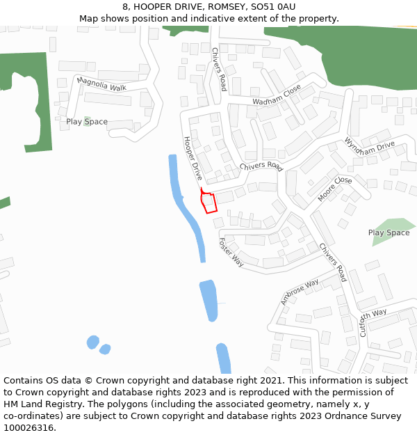 8, HOOPER DRIVE, ROMSEY, SO51 0AU: Location map and indicative extent of plot