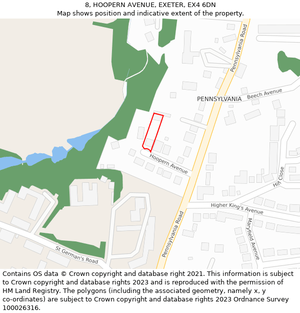 8, HOOPERN AVENUE, EXETER, EX4 6DN: Location map and indicative extent of plot