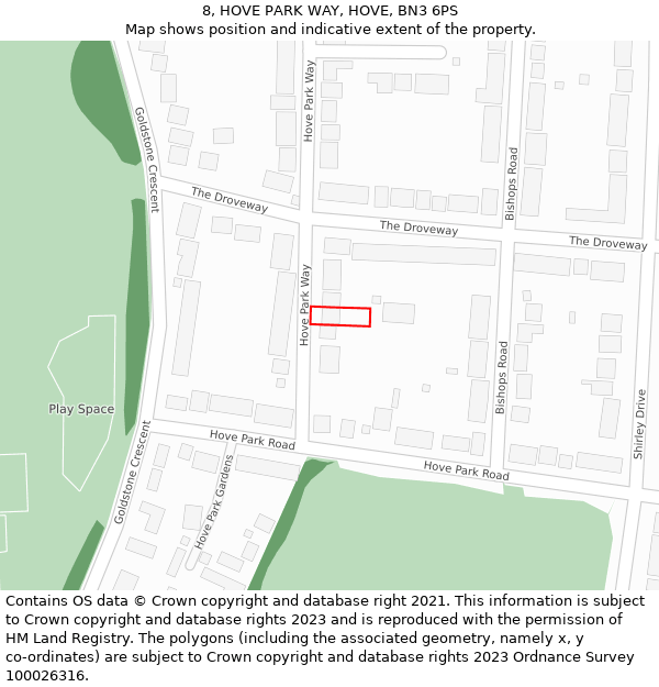 8, HOVE PARK WAY, HOVE, BN3 6PS: Location map and indicative extent of plot