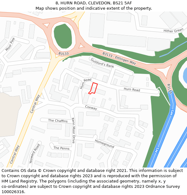 8, HURN ROAD, CLEVEDON, BS21 5AF: Location map and indicative extent of plot