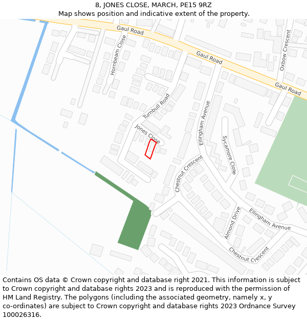 8, JONES CLOSE, MARCH, PE15 9RZ: Location map and indicative extent of plot