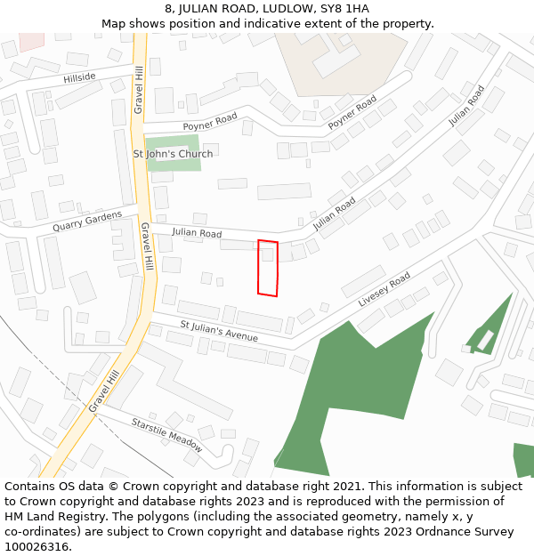 8, JULIAN ROAD, LUDLOW, SY8 1HA: Location map and indicative extent of plot