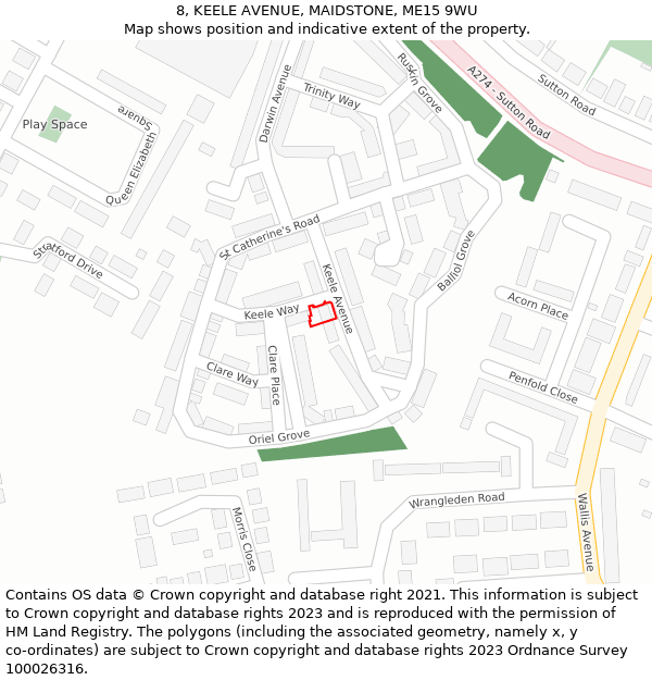 8, KEELE AVENUE, MAIDSTONE, ME15 9WU: Location map and indicative extent of plot