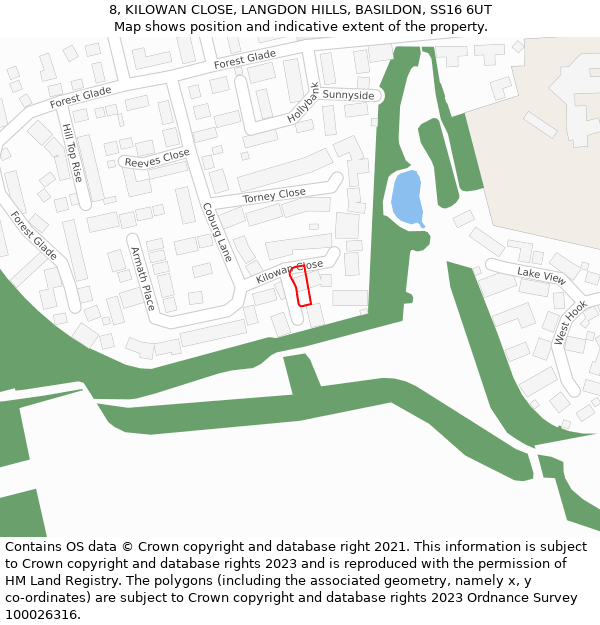 8, KILOWAN CLOSE, LANGDON HILLS, BASILDON, SS16 6UT: Location map and indicative extent of plot
