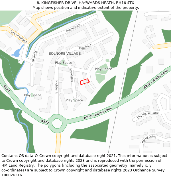 8, KINGFISHER DRIVE, HAYWARDS HEATH, RH16 4TX: Location map and indicative extent of plot