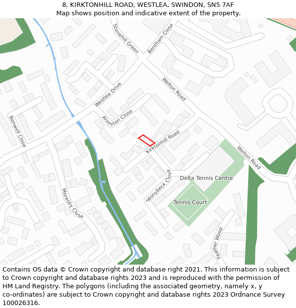8, KIRKTONHILL ROAD, WESTLEA, SWINDON, SN5 7AF: Location map and indicative extent of plot