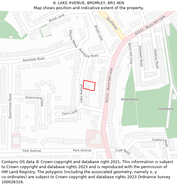 8, LAKE AVENUE, BROMLEY, BR1 4EN: Location map and indicative extent of plot