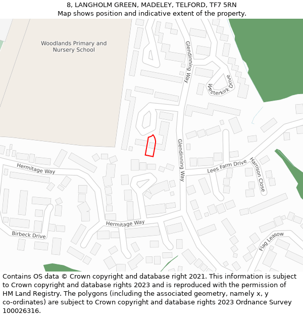 8, LANGHOLM GREEN, MADELEY, TELFORD, TF7 5RN: Location map and indicative extent of plot