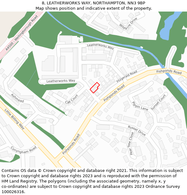 8, LEATHERWORKS WAY, NORTHAMPTON, NN3 9BP: Location map and indicative extent of plot