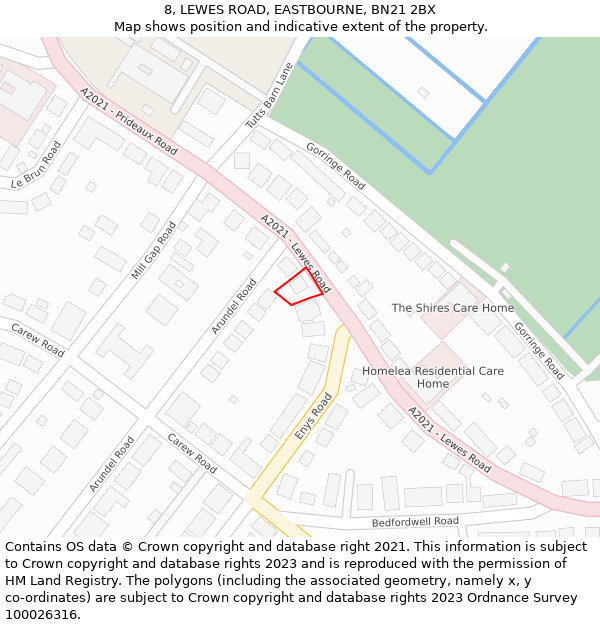 8, LEWES ROAD, EASTBOURNE, BN21 2BX: Location map and indicative extent of plot