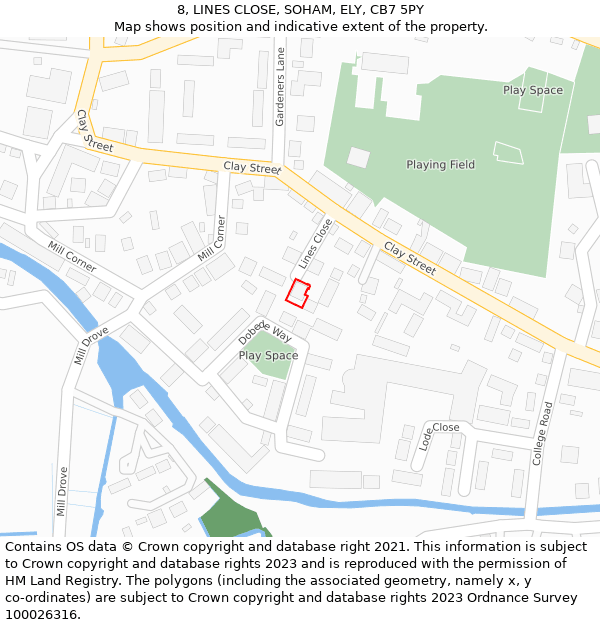 8, LINES CLOSE, SOHAM, ELY, CB7 5PY: Location map and indicative extent of plot