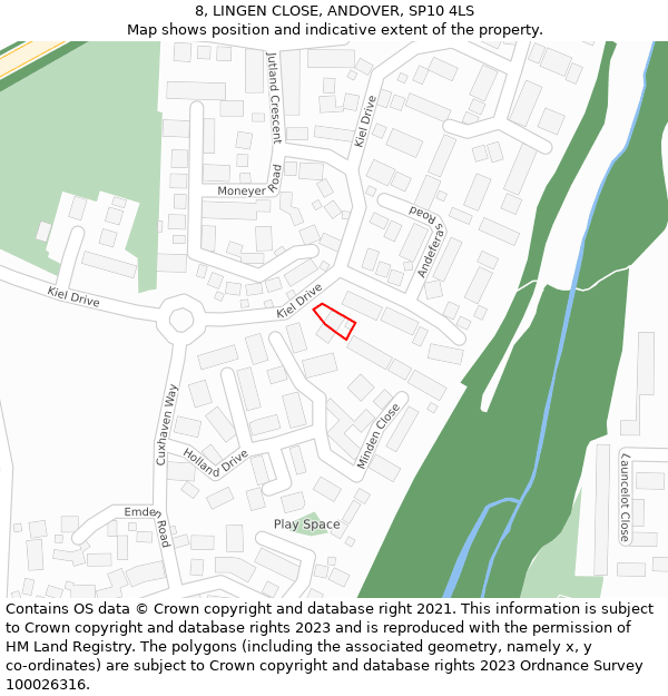 8, LINGEN CLOSE, ANDOVER, SP10 4LS: Location map and indicative extent of plot