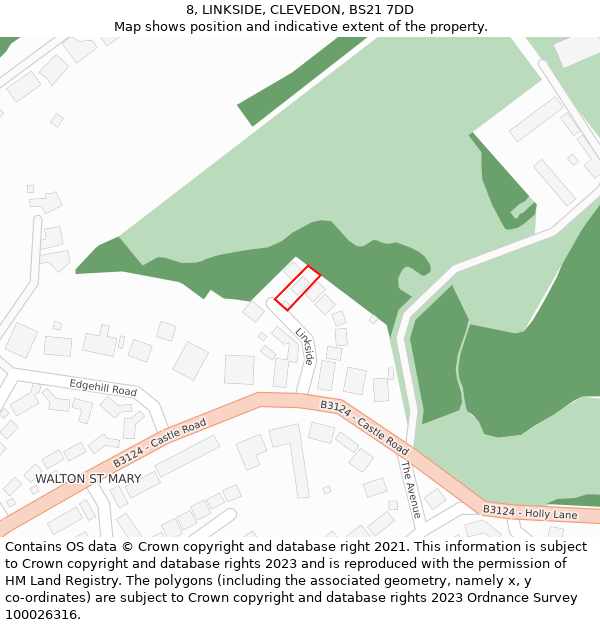 8, LINKSIDE, CLEVEDON, BS21 7DD: Location map and indicative extent of plot