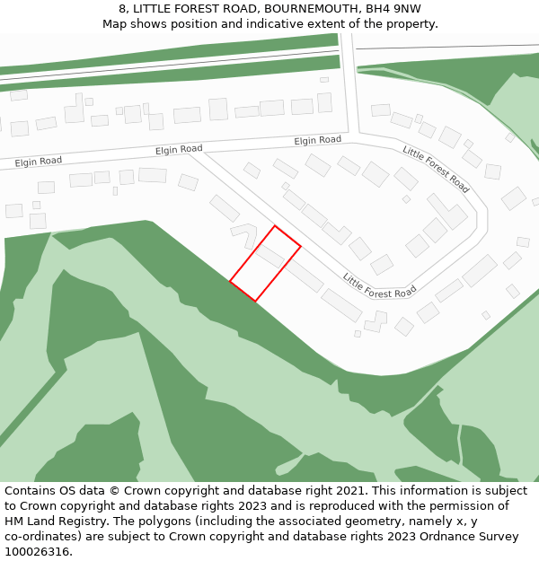 8, LITTLE FOREST ROAD, BOURNEMOUTH, BH4 9NW: Location map and indicative extent of plot