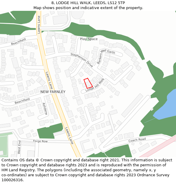 8, LODGE HILL WALK, LEEDS, LS12 5TP: Location map and indicative extent of plot