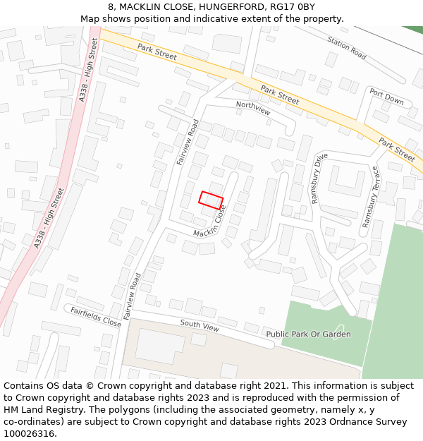 8, MACKLIN CLOSE, HUNGERFORD, RG17 0BY: Location map and indicative extent of plot