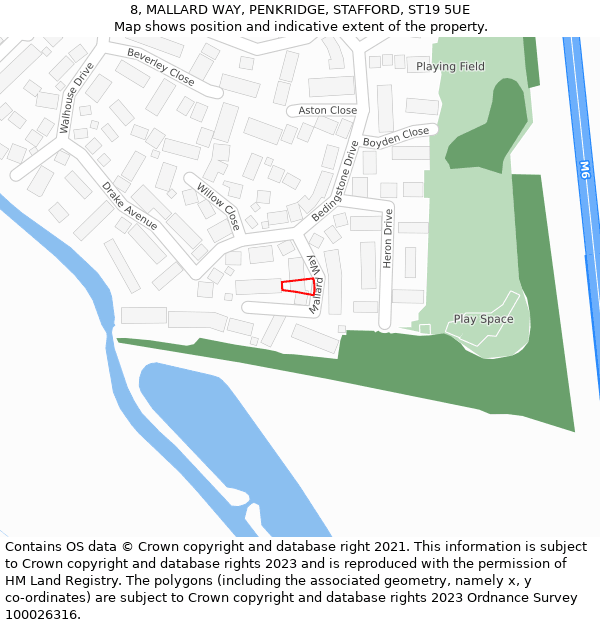 8, MALLARD WAY, PENKRIDGE, STAFFORD, ST19 5UE: Location map and indicative extent of plot