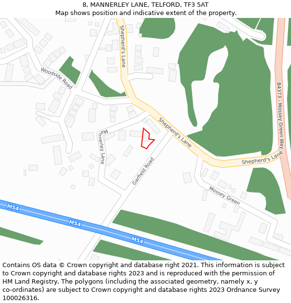 8, MANNERLEY LANE, TELFORD, TF3 5AT: Location map and indicative extent of plot