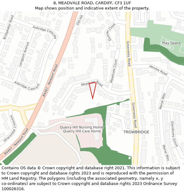 8, MEADVALE ROAD, CARDIFF, CF3 1UF: Location map and indicative extent of plot