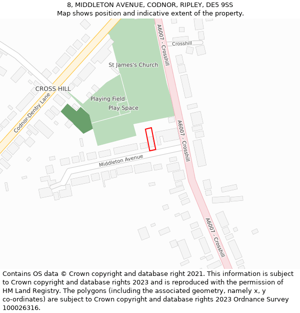 8, MIDDLETON AVENUE, CODNOR, RIPLEY, DE5 9SS: Location map and indicative extent of plot