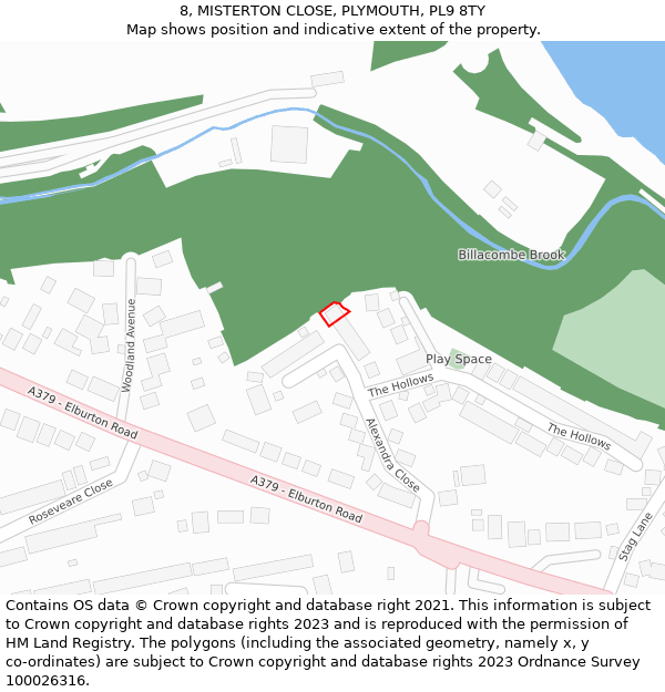 8, MISTERTON CLOSE, PLYMOUTH, PL9 8TY: Location map and indicative extent of plot