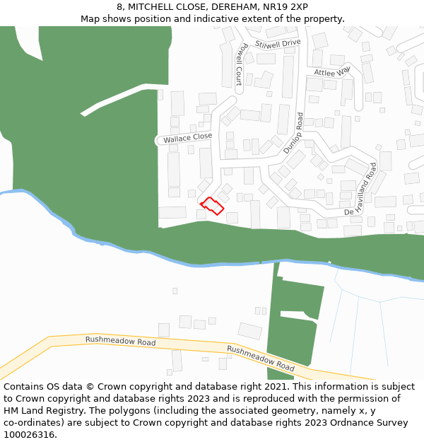 8, MITCHELL CLOSE, DEREHAM, NR19 2XP: Location map and indicative extent of plot