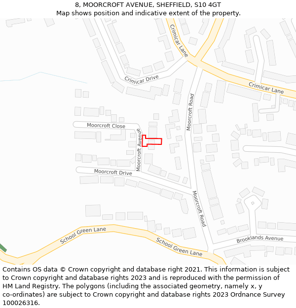 8, MOORCROFT AVENUE, SHEFFIELD, S10 4GT: Location map and indicative extent of plot