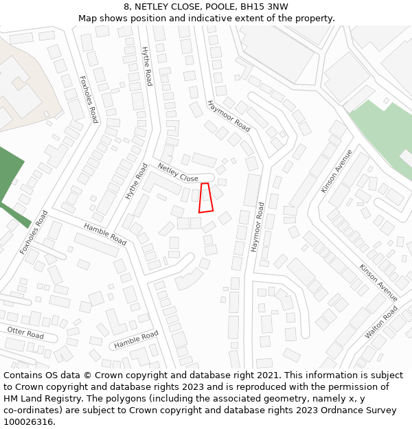 8, NETLEY CLOSE, POOLE, BH15 3NW: Location map and indicative extent of plot