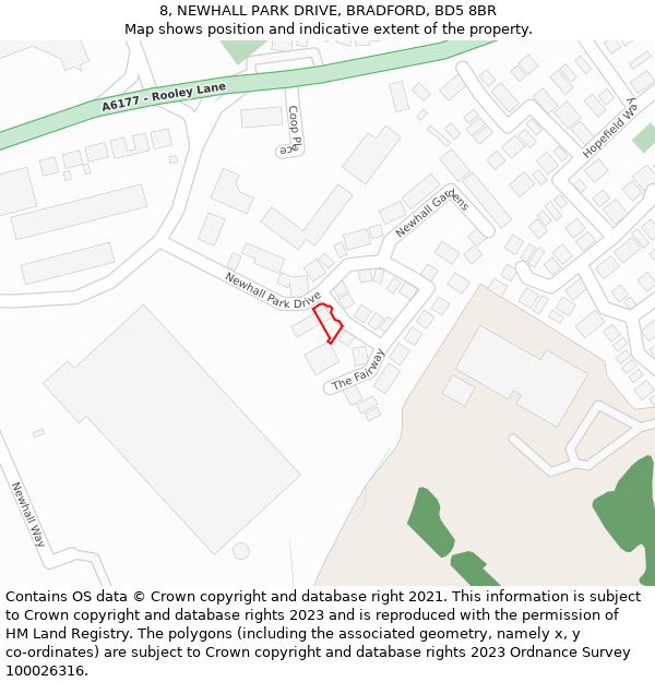 8, NEWHALL PARK DRIVE, BRADFORD, BD5 8BR: Location map and indicative extent of plot